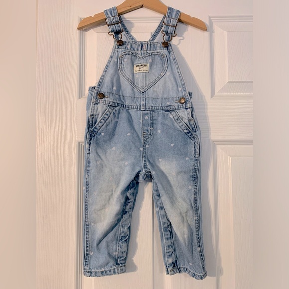 OshKosh B'gosh Other - Oshkosh 12 month bleached heart baby overalls with heart pocket